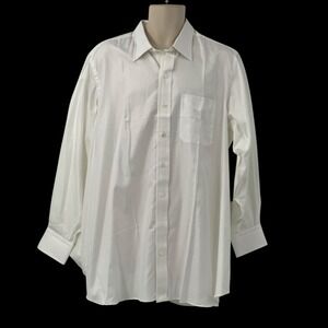 Hamilton Since 1883 Men's Long Sleeve Button Up Shirt White Herringbone Size XL